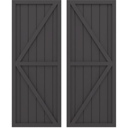 Americraft 6-Board Wood 2 Equal Panel Frmd Board-n-Batten Shutters W/ Dubl Z-Bar, ARW102BF621X66SMH